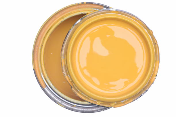 istock Decorative steel color paint can isolated on white background 855371896