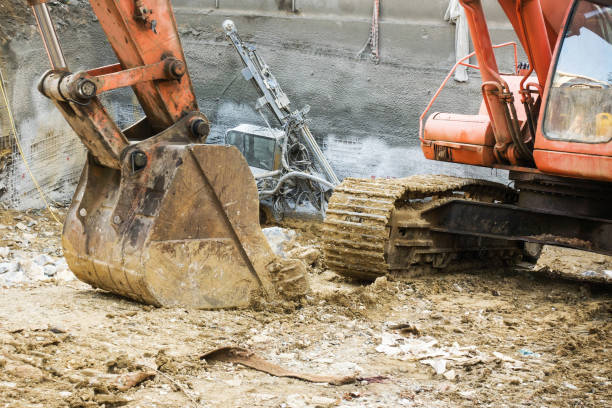 istock Excavator digging mud on construction site in Istanbul, Turkey 855378976