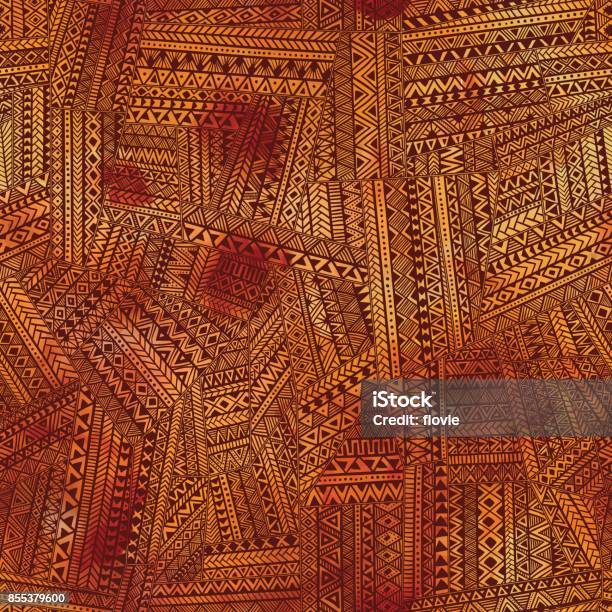 Brown Seamless Patchwork Watercolor Texture Stock Illustration - Download Image Now - Backgrounds, Tradition, Art