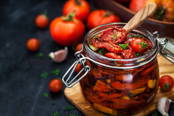 Sun dried tomatoes with garlic and olive oil