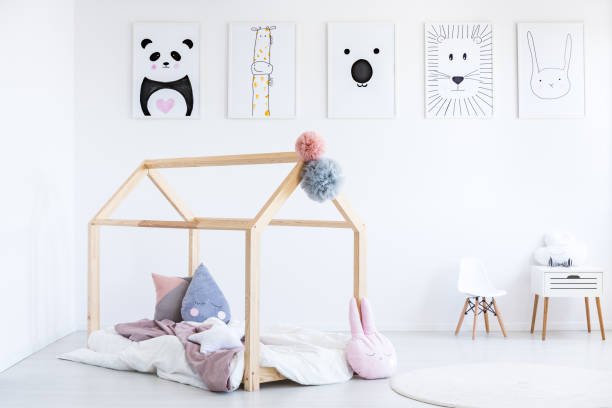 istock Scandi kid's bedroom with posters 855383130