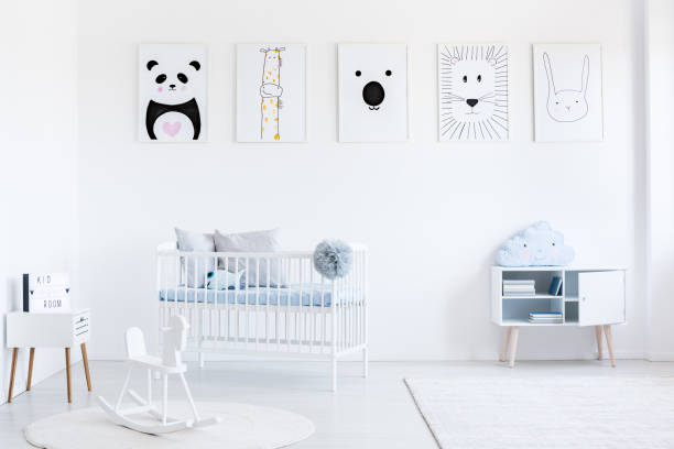 istock Bright bedroom with rocking horse 855383136