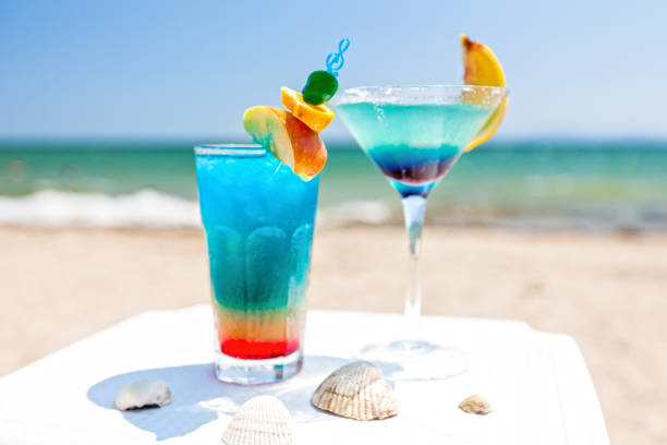 istock Blue cocktails by the beach 855391352