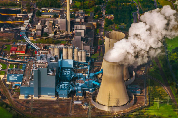 istock Aerial view of power station. 855404504