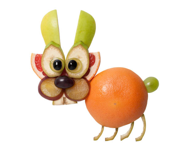 istock Funny hare made with fruits on isolated background 855404558
