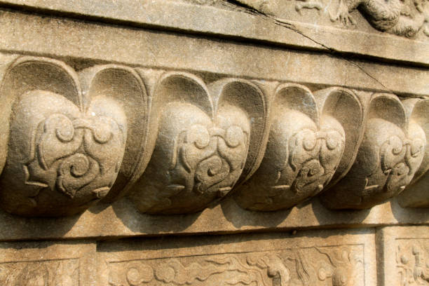 istock Broken rock carving decorative pattern, closeup of photo 855412598