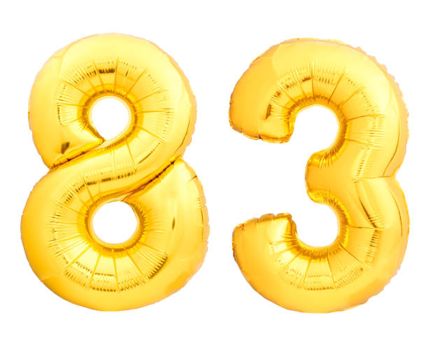 istock Golden number 83 eighty three made of inflatable balloon 855421270