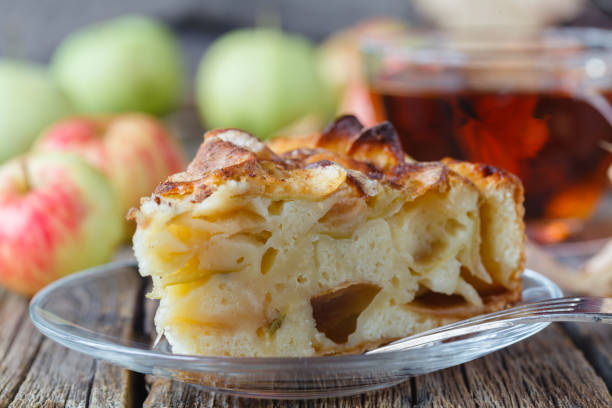 istock Pie with organic apples and hot brewed tea 855421946
