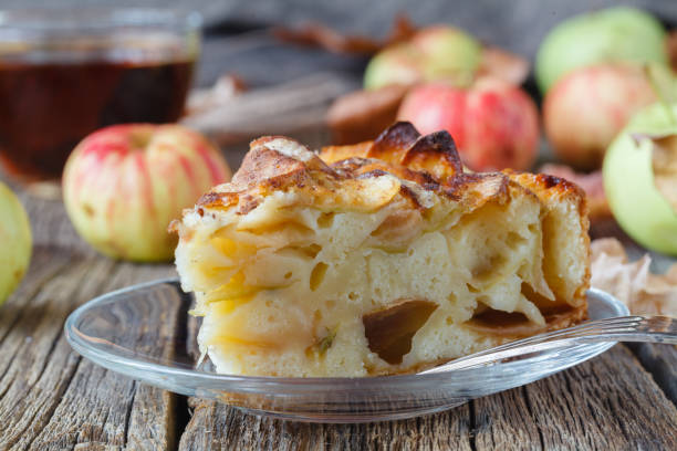 istock Pie with organic apples and hot brewed tea 855424414