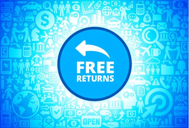 Vector illustration of Free Returns  Icon on Business and Finance Vector Background