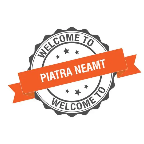 Vector illustration of Welcome to Piatra Neamt stamp illustration