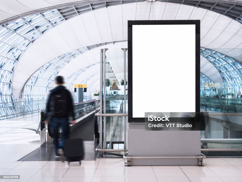 Mock up Banner Media light box with people Public Building Mock up Banner Media light box with people Public Building Airport Airport Stock Photo