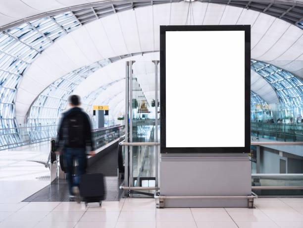 Mock up Banner Media light box with people Public Building Mock up Banner Media light box with people Public Building Airport frequent flyer stock pictures, royalty-free photos & images