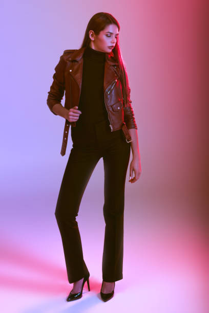 istock stylish girl in leather jacket 855444026