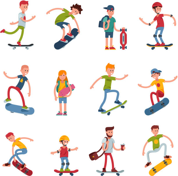 極端なアクティブなスケート ボード都市ジャンプ トリック ベクトル イラストの若いスケートボーダー アクティブな人々 のスポーツします。 - skateboarding skateboard silhouette teenager点のイラスト素材／クリップアート素材／マンガ素材／アイコン素材