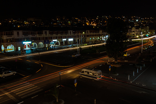 Antananarivo, Madagascar, November 12, 2016 : Night view of the Avenue of Independence of Antananarivo, the capital of Madagascar