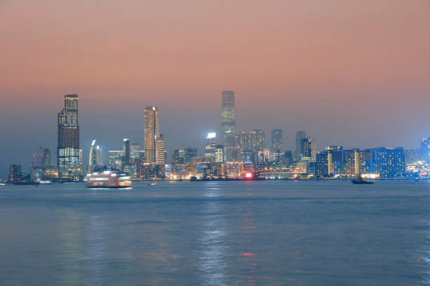 istock Perfect cityscape at magic hour time in kwoloon 855471104