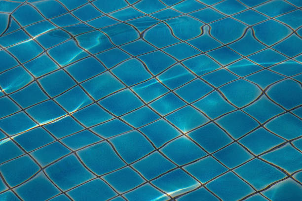 image of the floor of a swimming pool , the movement of water, bottom of pool stock photo