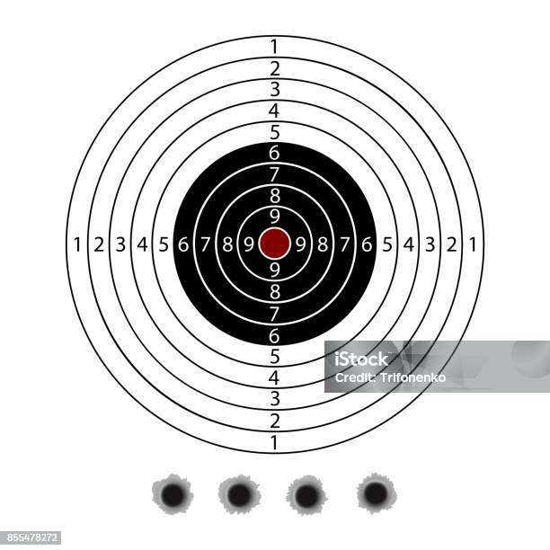Target For Bullets Military Target With Set Bullet Holes Stock Illustration - Download ...