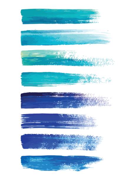 ilustraciones, imágenes clip art, dibujos animados e iconos de stock de trazos de pincel acuarela abstracta aisladas en ilustración creativa, blanco, fondo de moda. vector de - brush stroke blue abstract frame