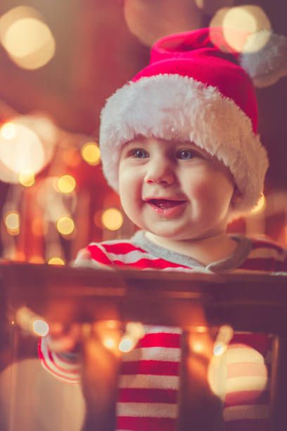 istock Cute child in pajamas in Christmas 855485810
