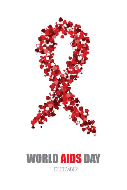 Vector illustration of AIDS world day symbol, isolated on white background. Vector illustration.