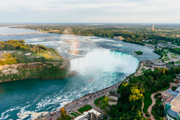 istock Niagara Horseshoe Falls from aerial point of view 855489880