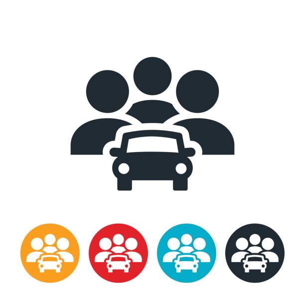 Home Pick-up Icon An icon of a car at a home to offer a ride. The icon represents carpooling or ridesharing. car pooling stock illustrations