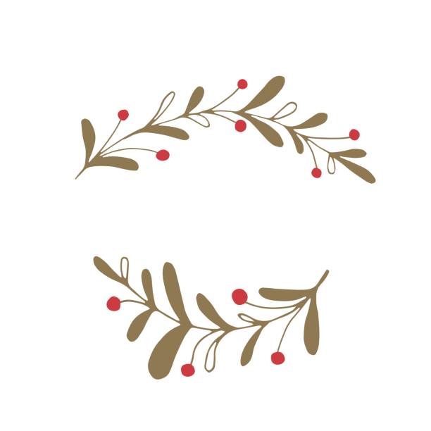 Vector Christmas floral element Vector hand drawn isolated floral elements, branches with berries. Simple modern design, scandinavian style. For holiday cards, decorations, templates. Part of a large winter collection. berry stock illustrations