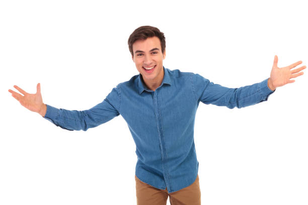 istock excited young casual man welcoming 855494342