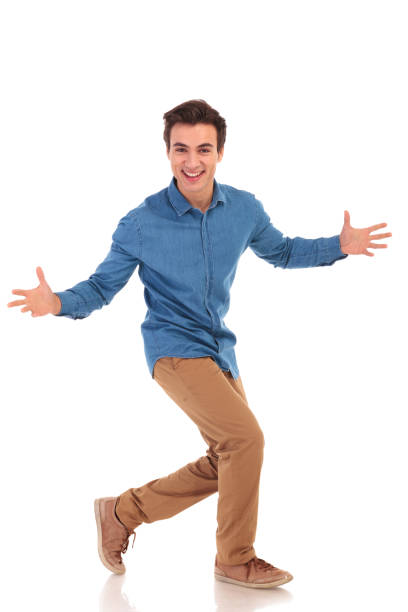 istock side of an excited casual man inviting and walking 855494598