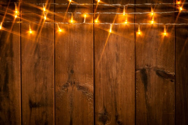 istock Christmas Lights on wood - Background Celebration 855496846