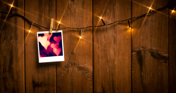 Picture Frame on wood and light