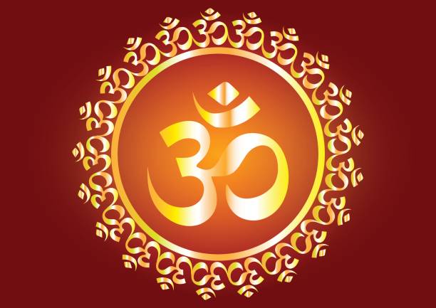 ilustraciones, imágenes clip art, dibujos animados e iconos de stock de mantra hindu diseño vectorial "shree" y "aum" o "om" de la escritura - ganesha om symbol indian culture hinduism