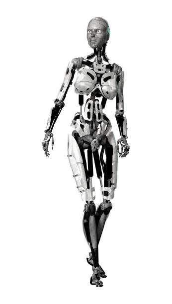 istock 3D rendering a female cyborg isolated on white 855501080