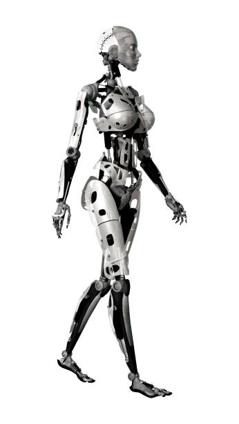 istock 3D rendering a female cyborg isolated on white 855501104
