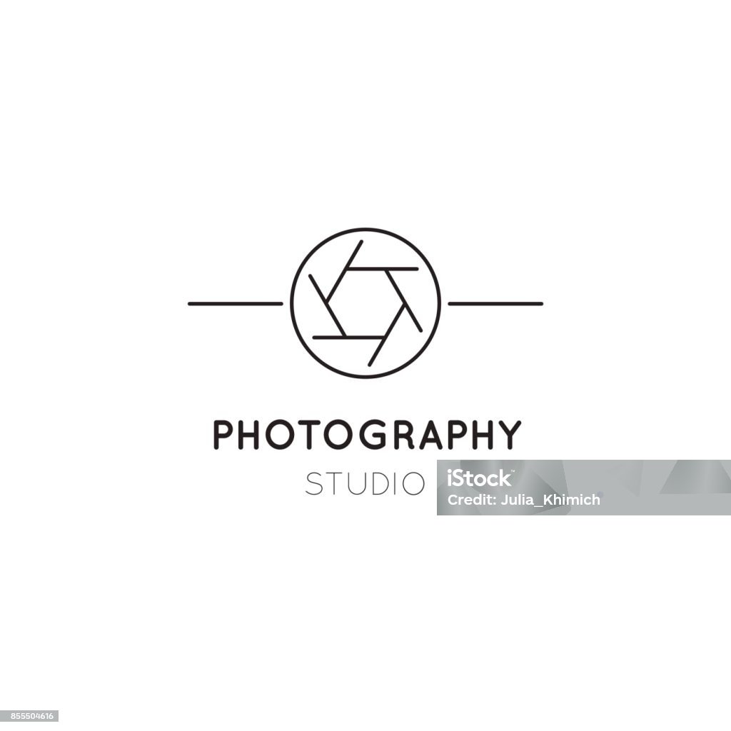 Photography line icon template Vector thin line icon, camera shutter silhouette. icon template illustration for photographer, photography studio, shop or school. Black on white isolated symbol. Simple mono linear modern design. Logo stock vector