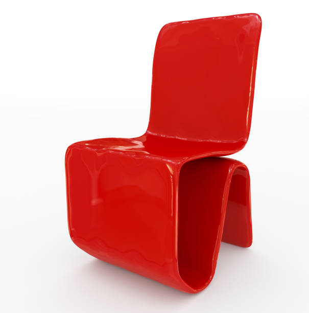 Red wooden chair isolated on white background