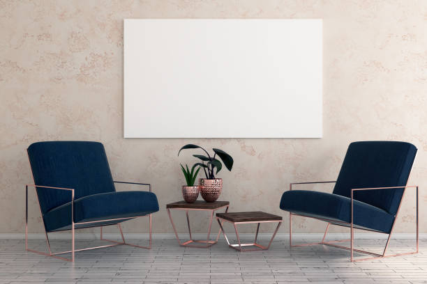 istock Minimalistic room with furniture and empty billboard 855508610