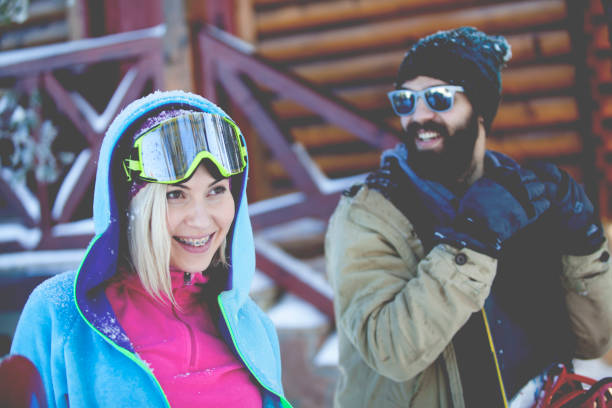 istock Smiling couple on winter vacation 855508612