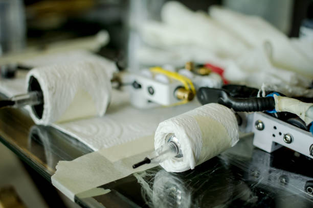 istock Blur Set in a tattoo machine and equipment. 855508658