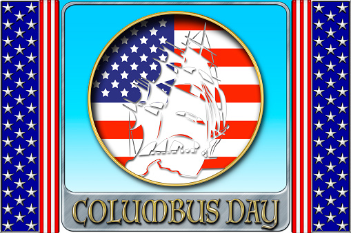 Columbus Day, 3D, Template for American Holiday.