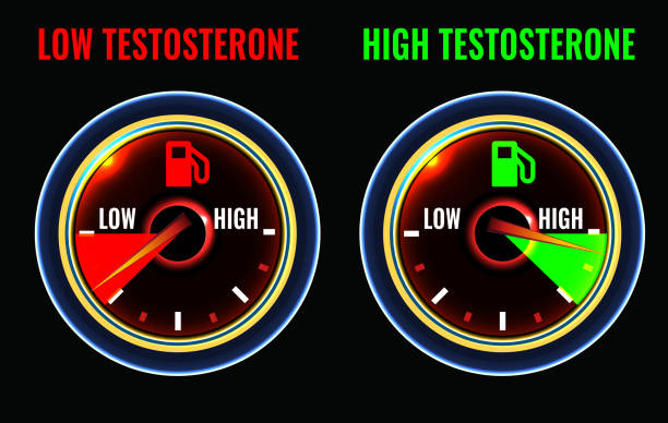 ilustraciones, imágenes clip art, dibujos animados e iconos de stock de concepto de deficiencia de testosterona - macho