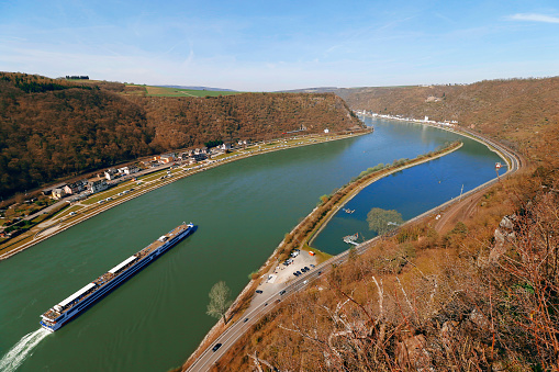 Landscape Rhine river Lorelei Lorely viewpoint elevated walkway line cruise