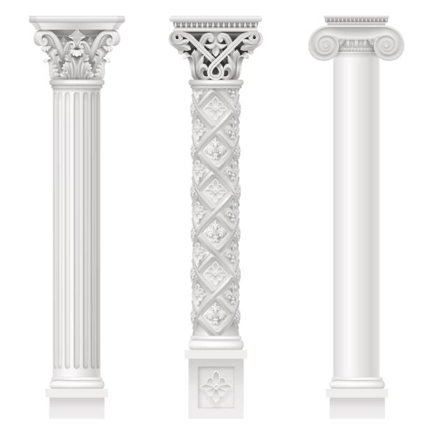 ilustraciones, imágenes clip art, dibujos animados e iconos de stock de conjunto de columnas clásicas - column greek culture roman architecture