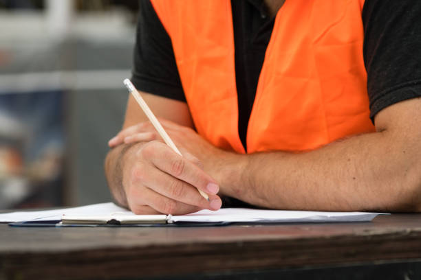 istock Civil engineer's hands analysing the conception and design of a project 855525594