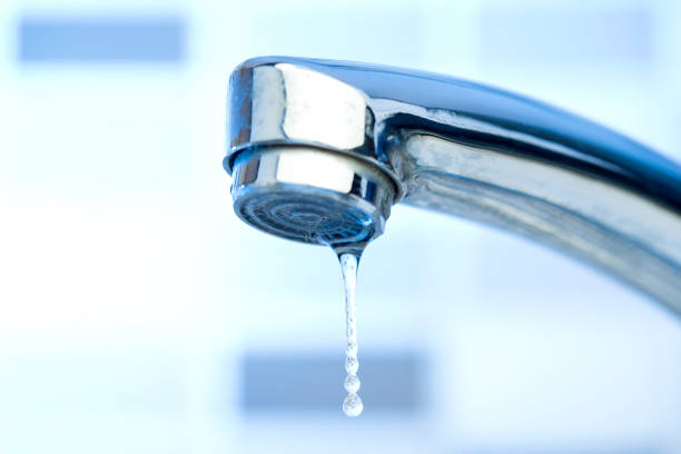 Slow Motion Flowing Water And Water Droplets And Close-up Tap, Water Shortage, Don't Waste Water And Food