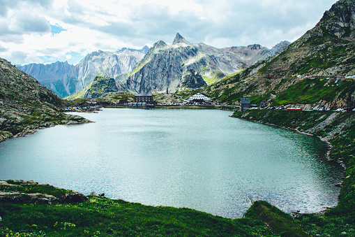 Beautiful St Bernard pass and St Bernard abbeys located in Switzerland in the canton of Valais.