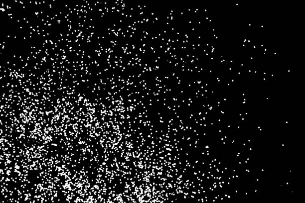 istock Falling snow or night sky with stars pattern. Black and white hand drawn blow spray or splash monochrome sparkle texture. White spots or stars on dark sky at night.  Abstract falling snow backdrop. 855535996