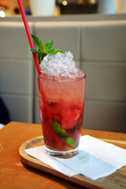 istock Mojito fresh cocktail drink with ice and mint on a glass. 855543000